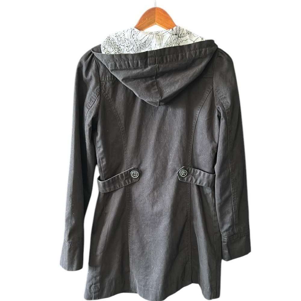 Roxy charcoal black Double Breasted Pea Coat Hooded Jacket Size petite small - Picture 2 of 5